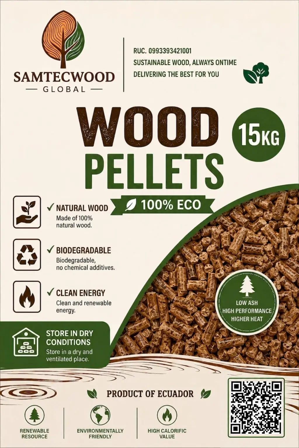 Premium wood pellets close-up